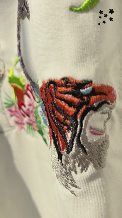Jungle Biodiversity Embroidery T-shirt - White