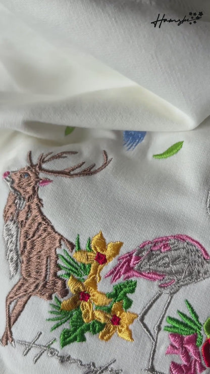 Jungle Embroidery T-shirt - White