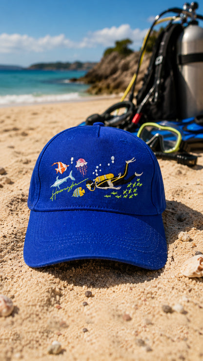 Scuba Embroidery Cap - Blue